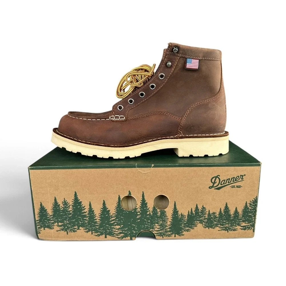 DANNER Bull Run Moc Steel Toe Men's Size 14 EE Brown Leather Work Boots 15591
